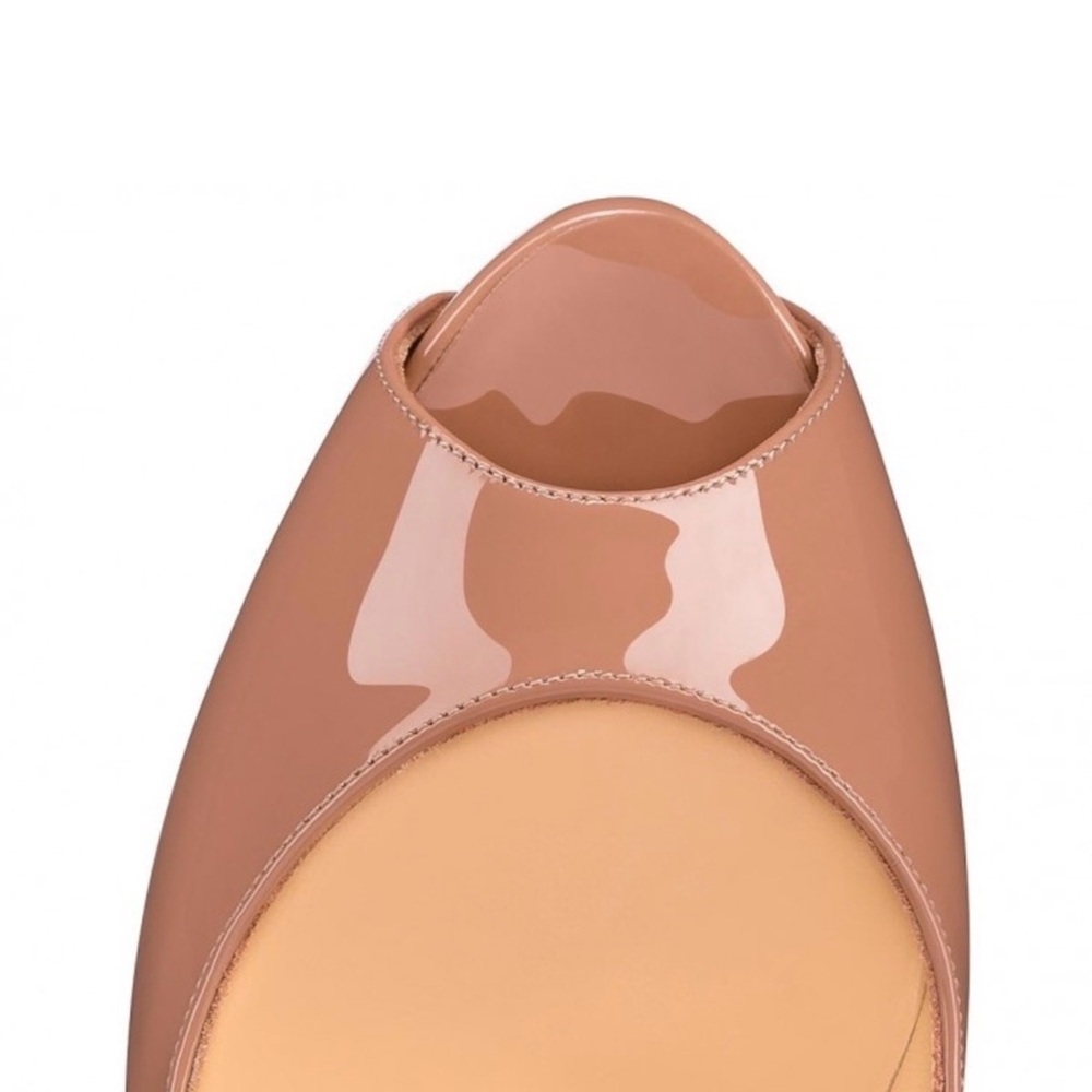 Christian Louboutin Blush Patent Peep Toe Heels Red Bottom Size 41.5 - Picture 5 of 9
